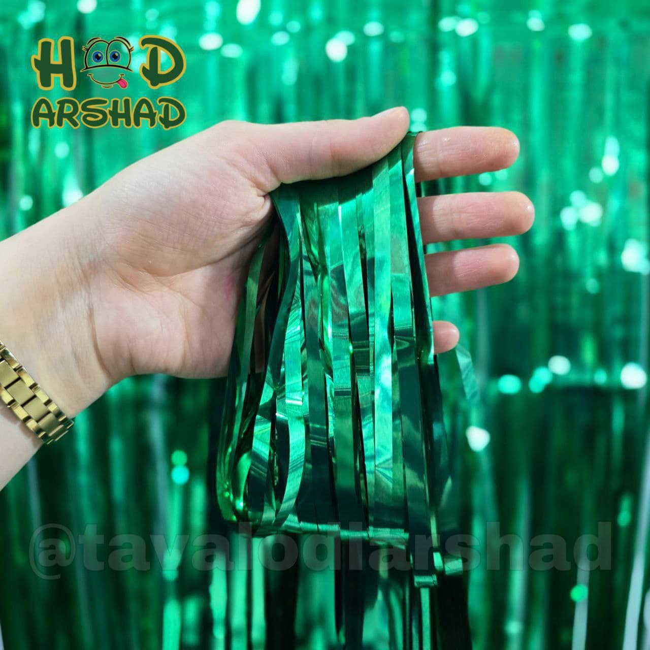 پرده متالایز چسب دار  سبز