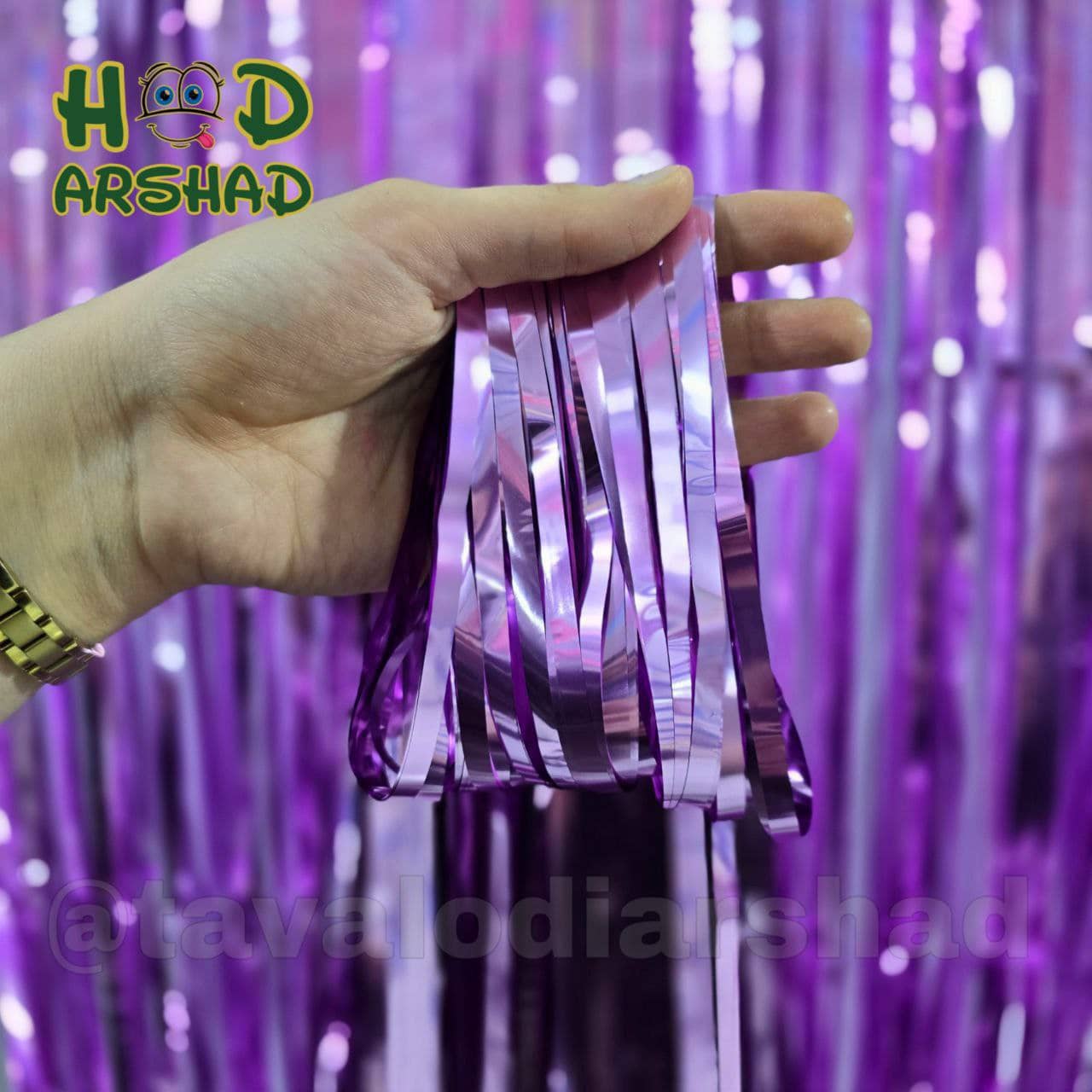 پرده متالایزچسب دار بنفش کم رنگ