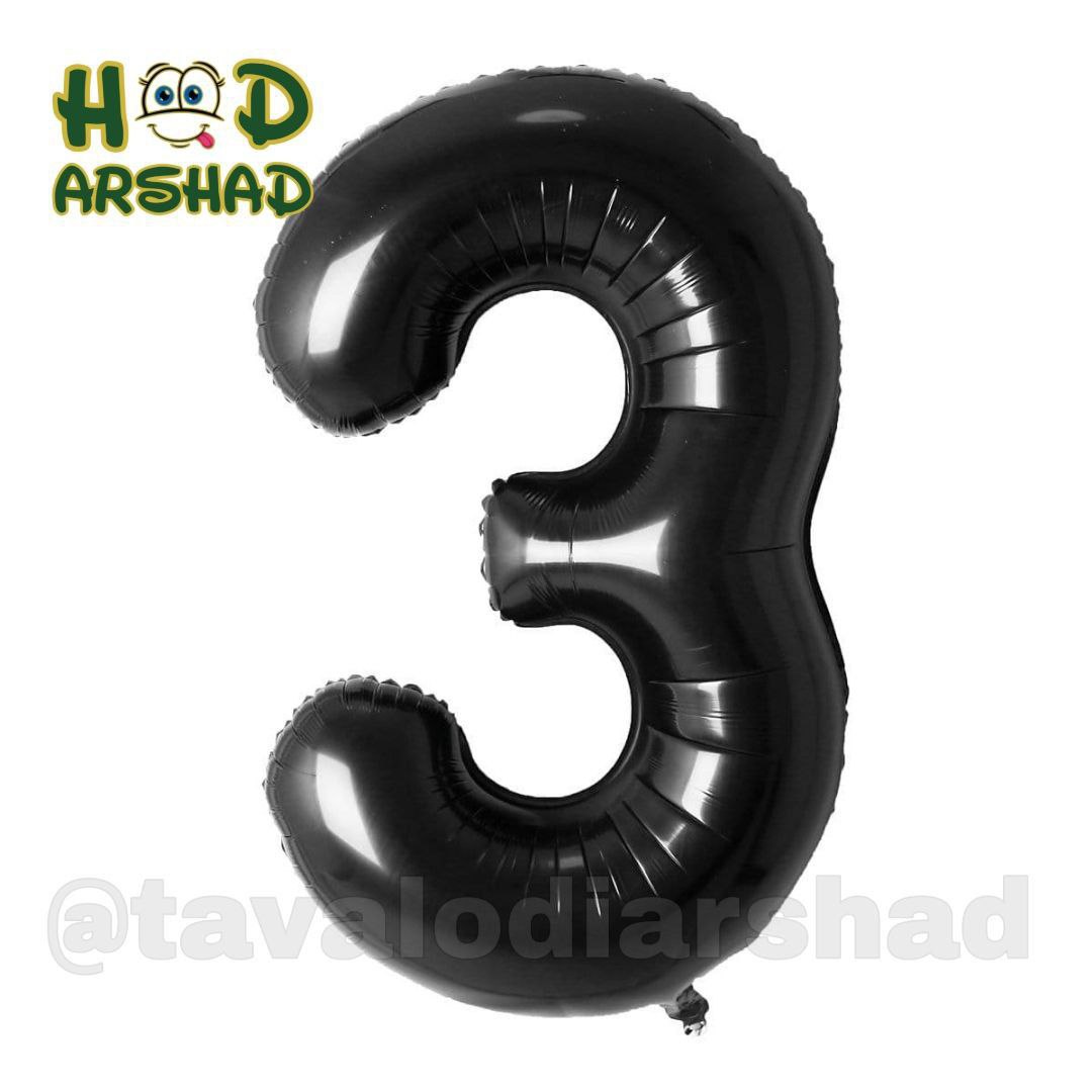 بادکنک فویلی عدد 3 مشکی 26 اینچ