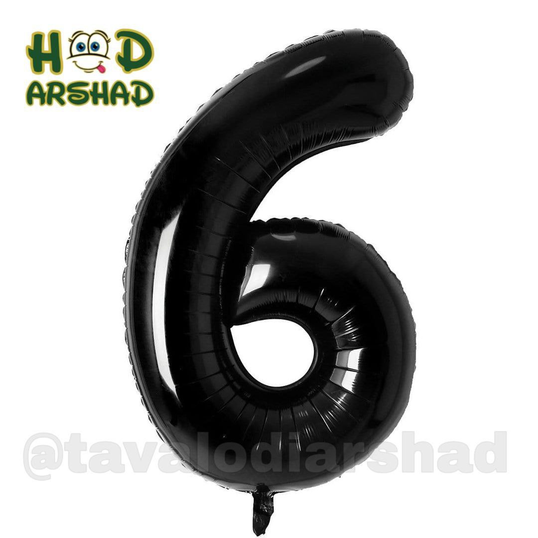 بادکنک فویلی عدد 6  مشکی 26 اینچ