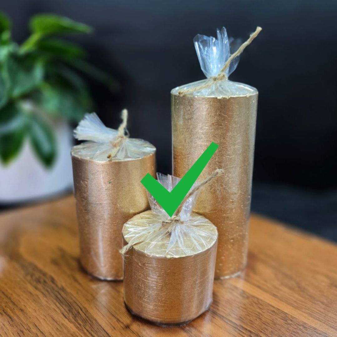 شمع استوانه طلایی سایز کوچک ( کد ۲ )