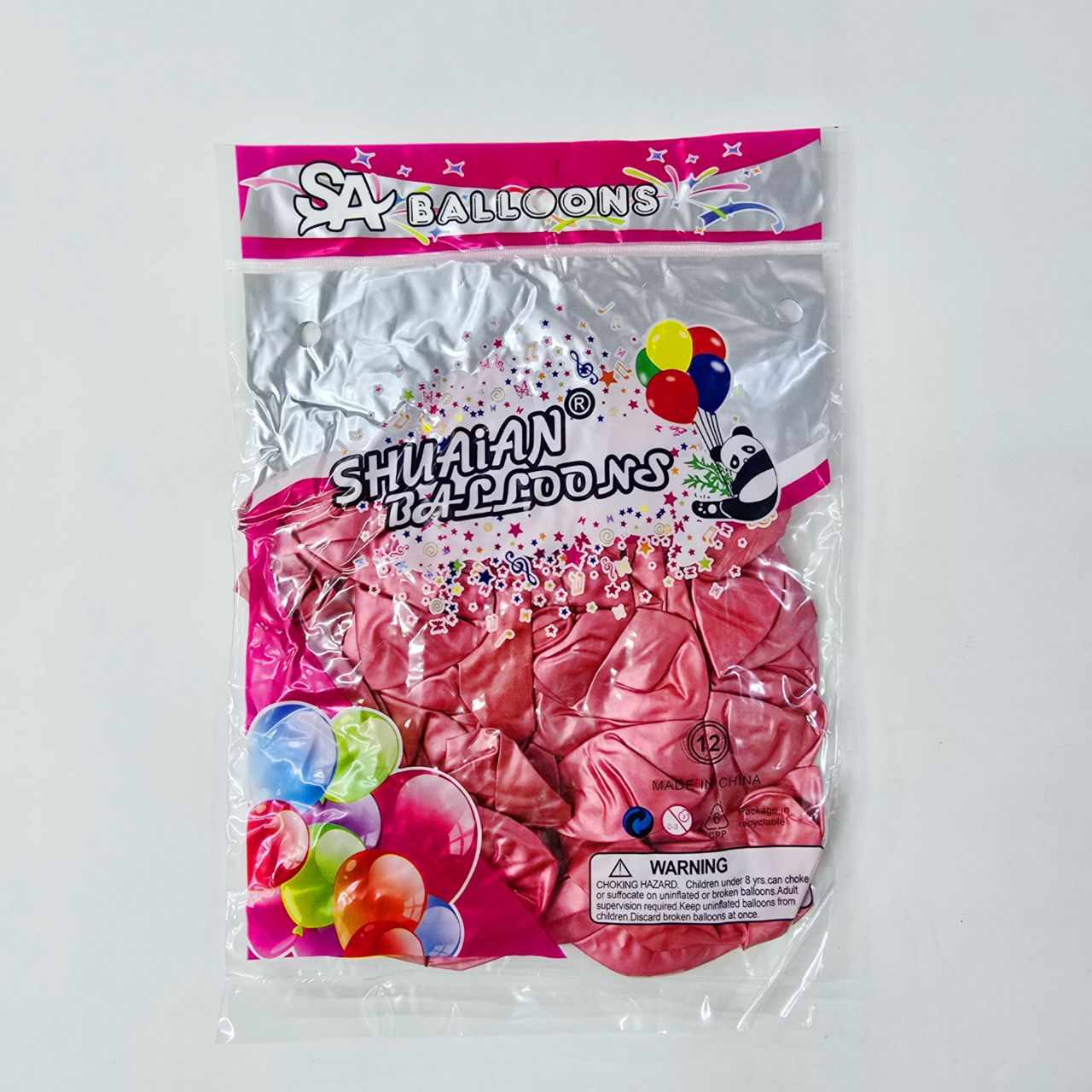 بادکنک کروم ۱۲ اینچ صورتی