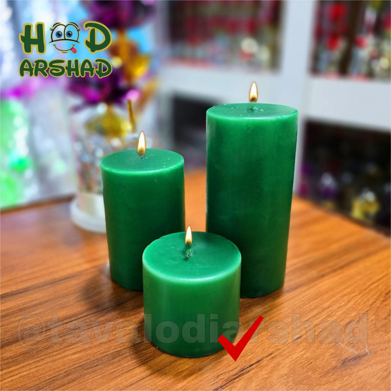 شمع استوانه سبز سایز کوچک(کد2)