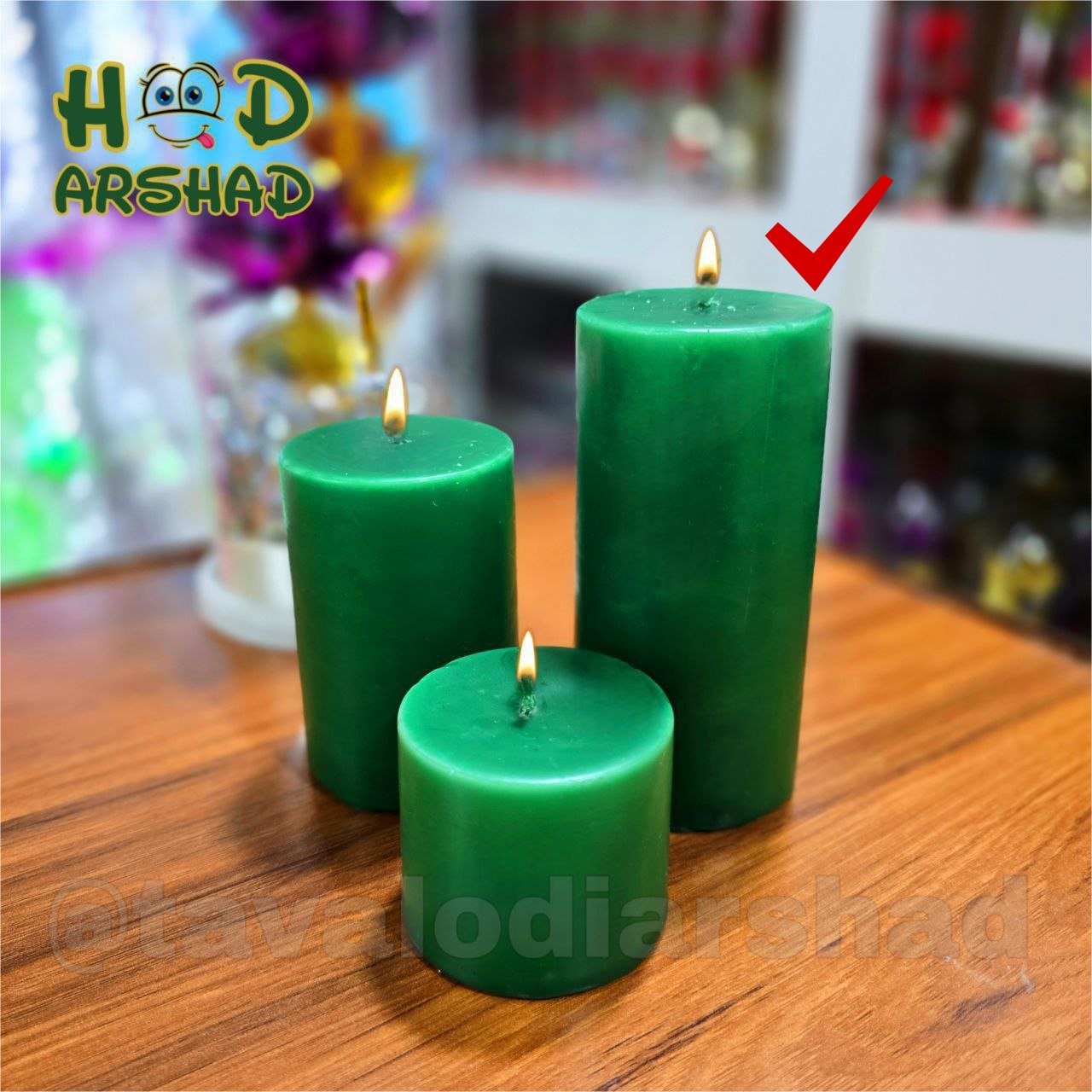 شمع استوانه سبز سایز بزرگ(کد6)