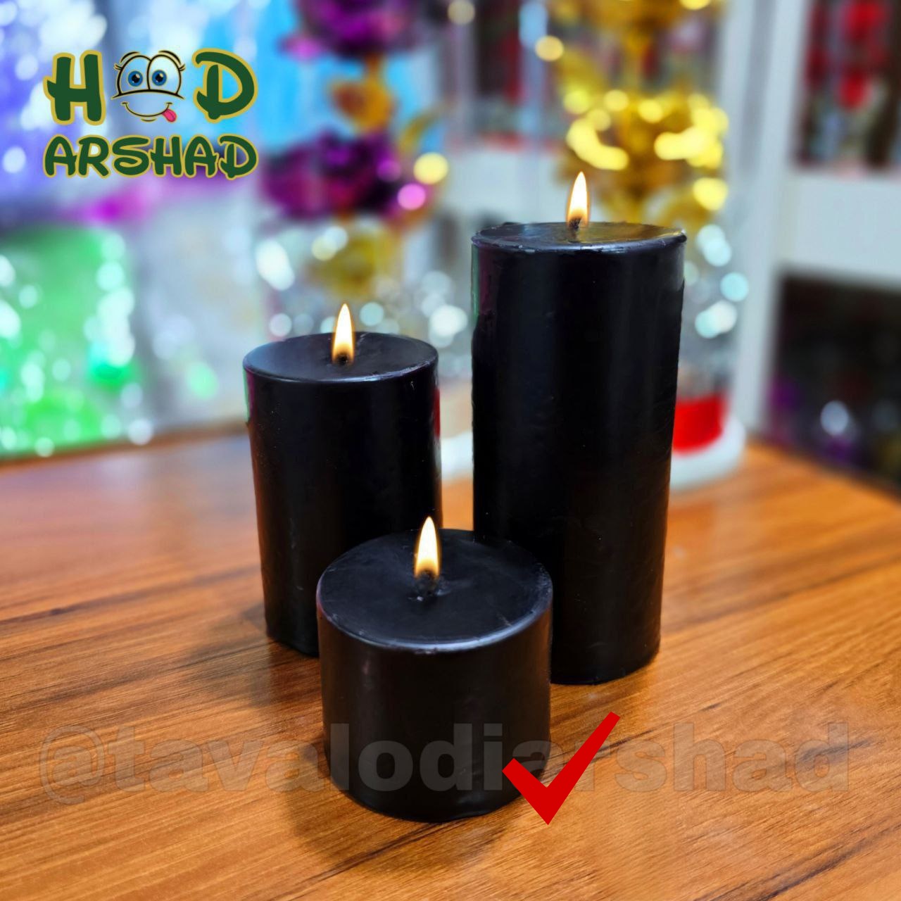 شمع استوانه مشکی سایز کوچک(کد2)