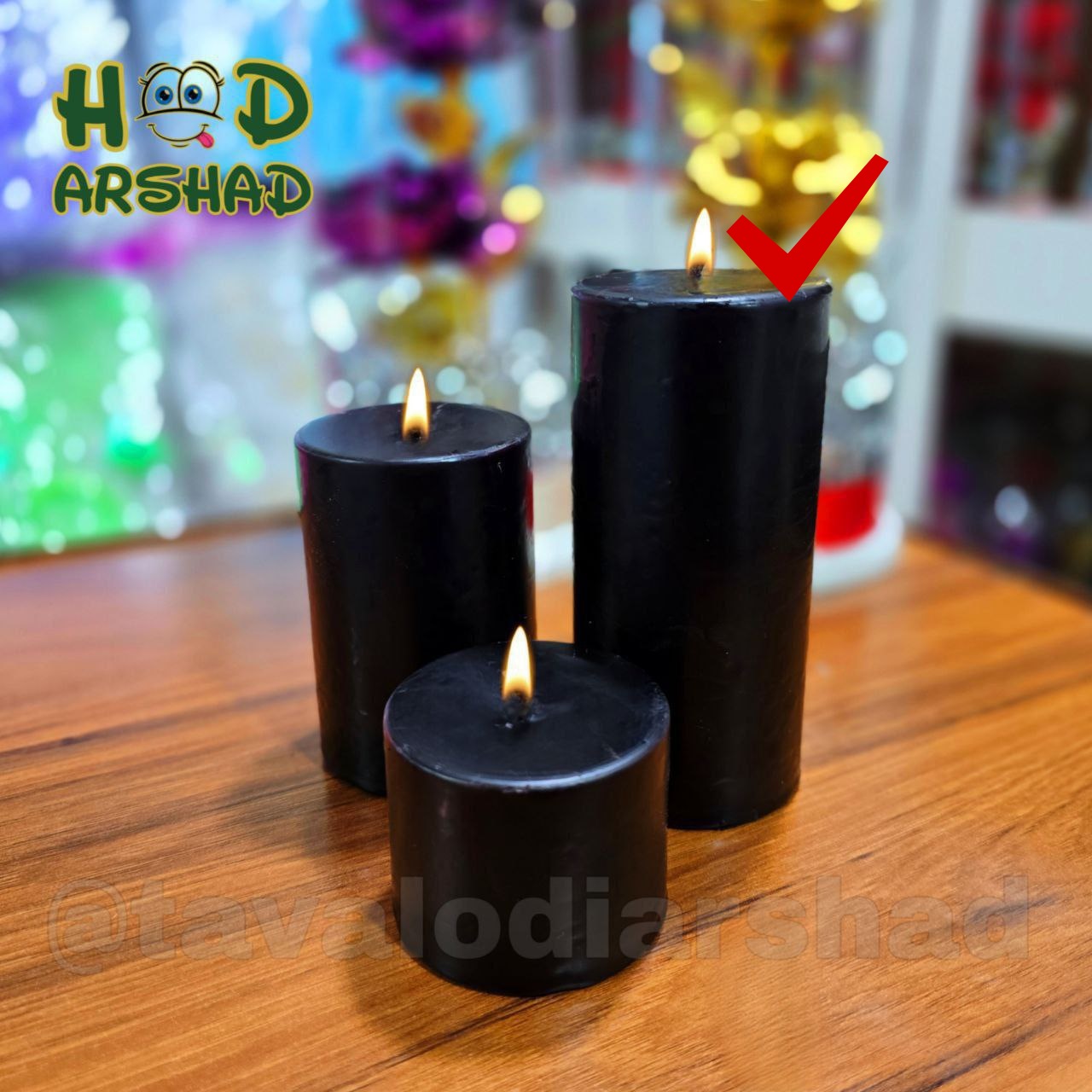 شمع استوانه مشکی سایز بزرگ(کد6)