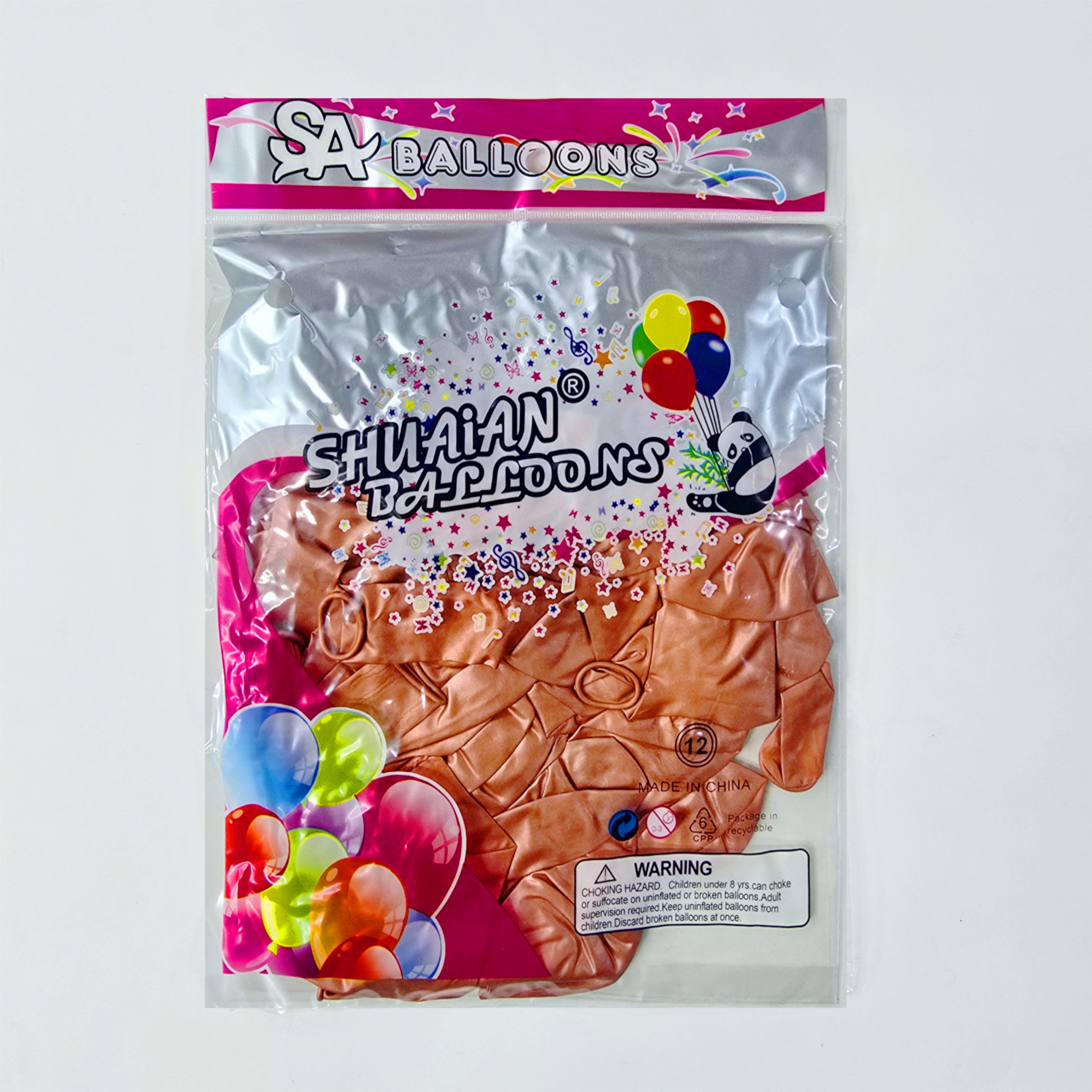 بادکنک کروم ۱۲ اینچ پاندا رزگلد